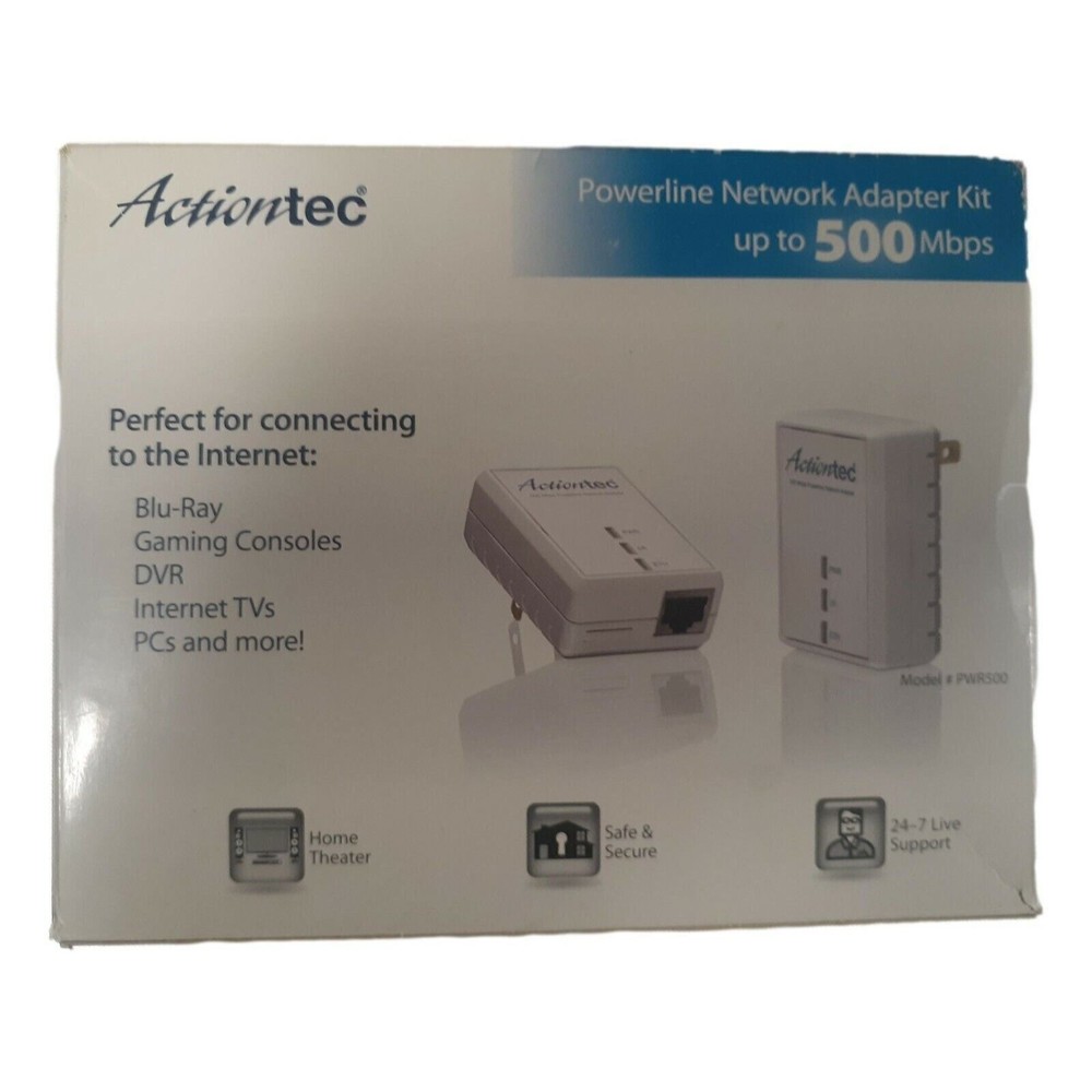 Actiontec Powerline Network Adapter Kit PWR511K01, 500 Mbps 4 Network Adapters